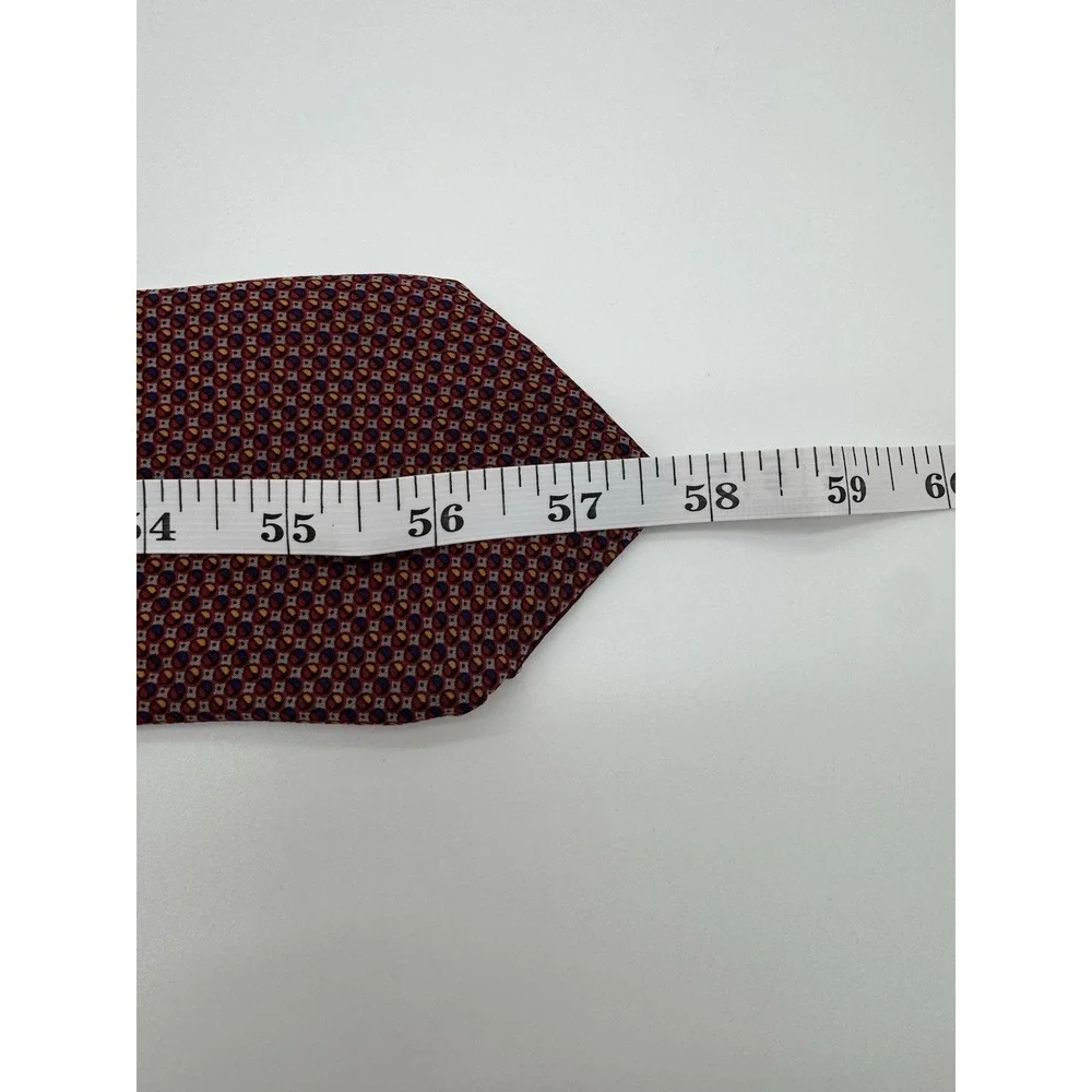 Mario Valentino Silk Tie Red Geometric Pattern Made in Italy Luxury Designer Tie